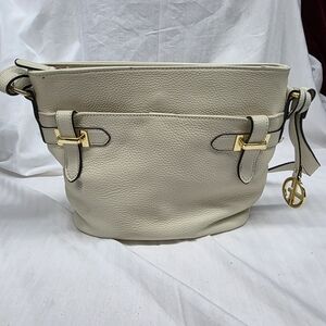 Giani Bernini Cream Leather Bag with Gold Accents